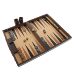 Backgammon játék barna bőr Exclusivista táskában 3