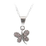 Pink Butterfly Silver Necklace