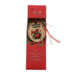 Mărțișor Broșă din Lemn cu Lalele și Buburuză – Pandantiv Handmade în Cutie Roșie cu Fluturi 2