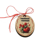 Mărțișor Broșă din Lemn cu Lalele și Buburuză – Pandantiv Handmade în Cutie Roșie cu Fluturi 5