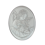 Baptism gift guardian angel silver plated oval 9cm