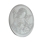 Baptism gift guardian angel silver plated oval 9cm 2