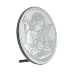 Baptism gift guardian angel silver plated oval 9cm 3