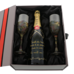 Személyre szabott Moet festett  poharakkal díszdobozban 4