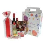 Pachet cadou Paște Red Easter – coș cadou premium cu vin roșu, cozonac și dulciuri 4