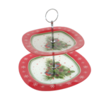 Tiered plate glass Christmas birds 25cm 1