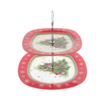 Tiered plate glass Christmas birds 25cm 2