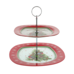 Tiered plate glass Christmas birds 25cm 4