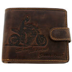 Men's wallet brown natural leather biker