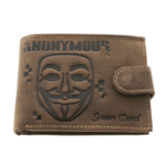 „Anonymus” férfi pénztárca – barna valódi bőr, patentos zárással