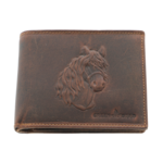 Portofel Bărbați din Piele Naturală Maro cu Cap de Cal în Relief – Personalizabil