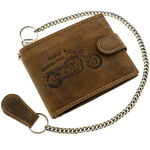 Men's Leather Wallet with Chain and Motorcycle 1