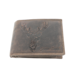 RFID brown deer head leather men's wallet 1