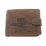 Men's brown natural leather wallet with truck 1