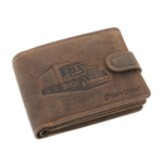 Men's brown natural leather wallet with truck 2