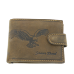 Brown natural leather men's wallet with eagle