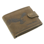 Brown natural leather men's wallet with eagle 2