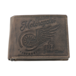 Custom Motorcycles brown genuine leather men's wallet