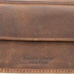 Men's wallet natural leather brown embossed wolf 10x12cm 7