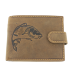 Carp fish brown natural leather men's wallet