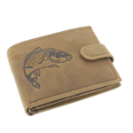 Carp fish brown natural leather men's wallet 2