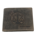 Men's wallet brown natural leather zodiac Libra 1