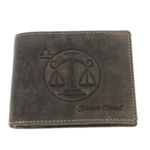 Men's wallet brown natural leather zodiac Libra