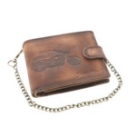 Portofel Chopper cu lant piele naturala maro