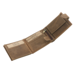 Portofel Craniu din piele naturală maro cu capsă și RFID – Portofel bărbați personalizabil 7