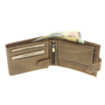 Portofel Craniu din piele naturală maro cu capsă și RFID – Portofel bărbați personalizabil 9