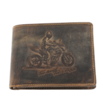 Men's wallet brown natural leather biker