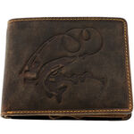 Men's Leather Wallet with Fish and Rod