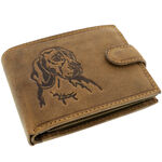 Brown Leather RFID Wallet with Vizsla Dog