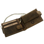 Brown leather wallet with RFID motorcycle chain 4