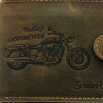 Brown leather wallet with RFID motorcycle chain 8