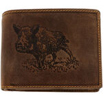 Leather men's wallet with wild boar 1