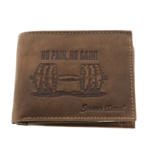 Portofel Sportiv Haltere din Piele Naturală Maro – Personalizat, Elegant și cu Protecție RFID