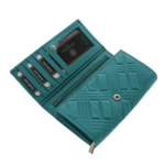 Portofel turcoaz de damă Scala Luxury Collection din piele naturală–17cm 3