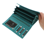 Portofel turcoaz de damă Scala Luxury Collection din piele naturală–17cm 4