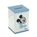 Baby Mickey Mouse blue silver plated piggy bank