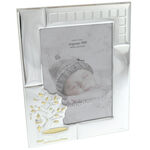 Silver baptism photo frame with name 25 cm