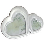 Silver heart double photo frame 2