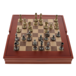 Elegant chess 28cm wooden box and metal parts 5