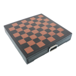 Exkluzív sakk bőr doboz fiókos fa-réz figurákkal 40cm 7