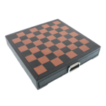 Exclusive chess leather box with drawer wood-brass pieces 40cm 7