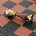 Exkluzív sakk bőr doboz fiókos fa-réz figurákkal 40cm 5