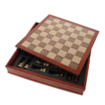 Exclusive chess in a wooden box with wooden and metal medieval figurine pieces 37cm 9