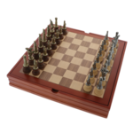 Exclusive chess in a wooden box with wooden and metal medieval figurine pieces 37cm 3
