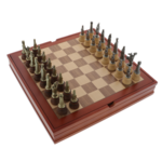 Exclusive chess in a wooden box with wooden and metal medieval figurine pieces 37cm 4