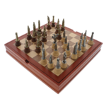 Exclusive chess in a wooden box with wooden and metal medieval figurine pieces 37cm 5